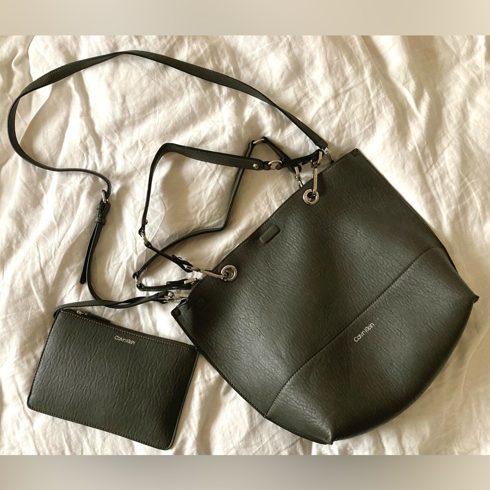 Calvin Klein large reversible and convertible tote. Sonoma grey bag.